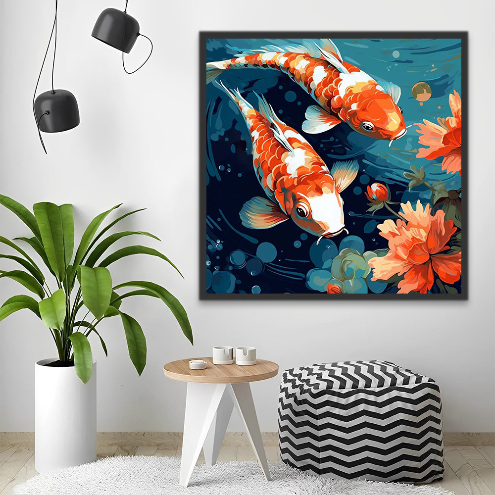 Koi and Lotus Paint by Numbers