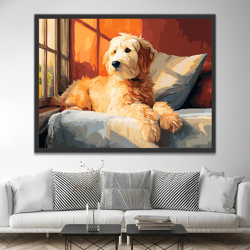 Labradoodle Looking out the Window Paint by Numbers