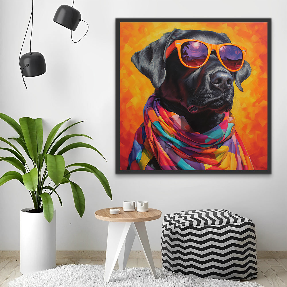 Labrador Wearing A Colorful Scarf Paint by Numbers