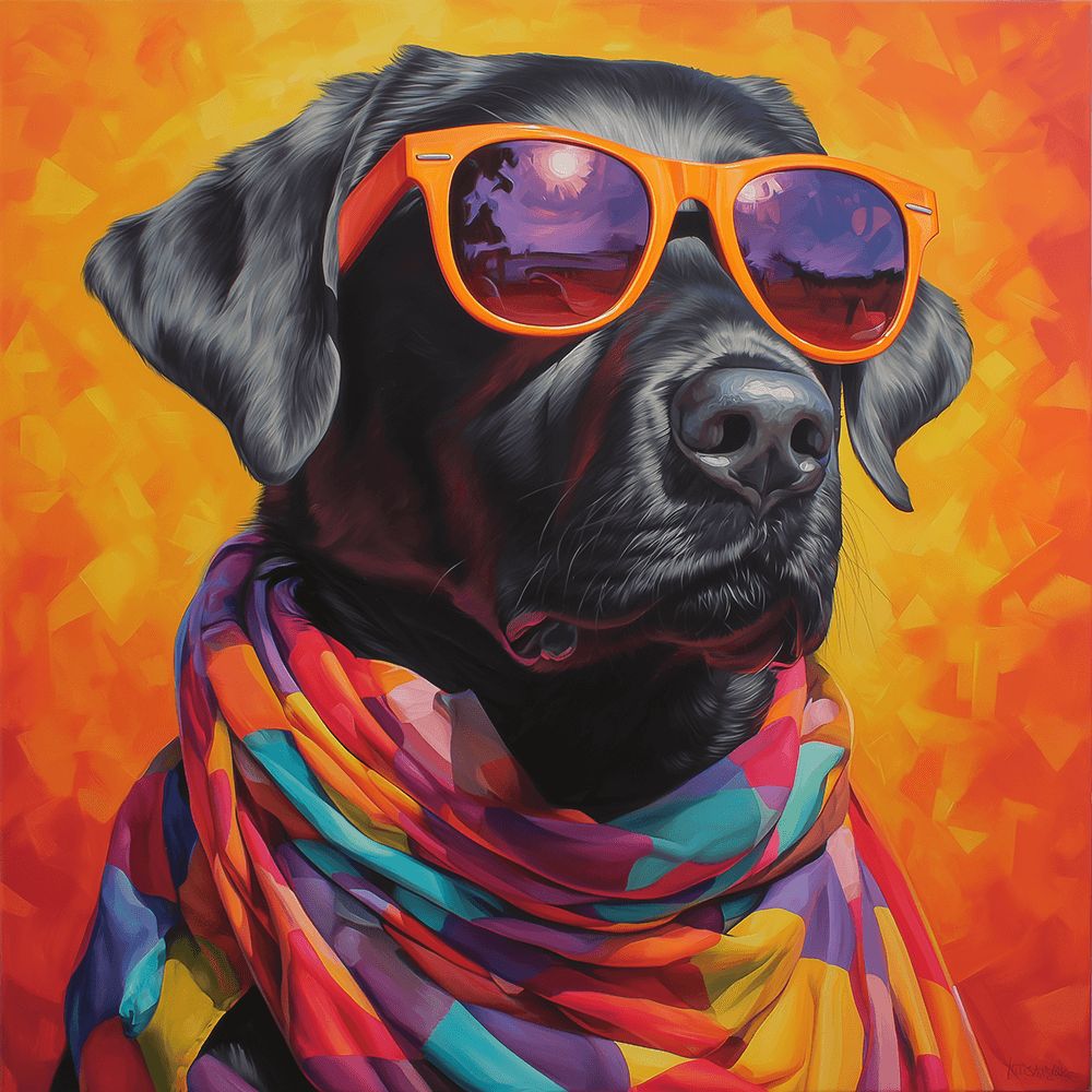 Labrador Wearing A Colorful Scarf Paint by Numbers