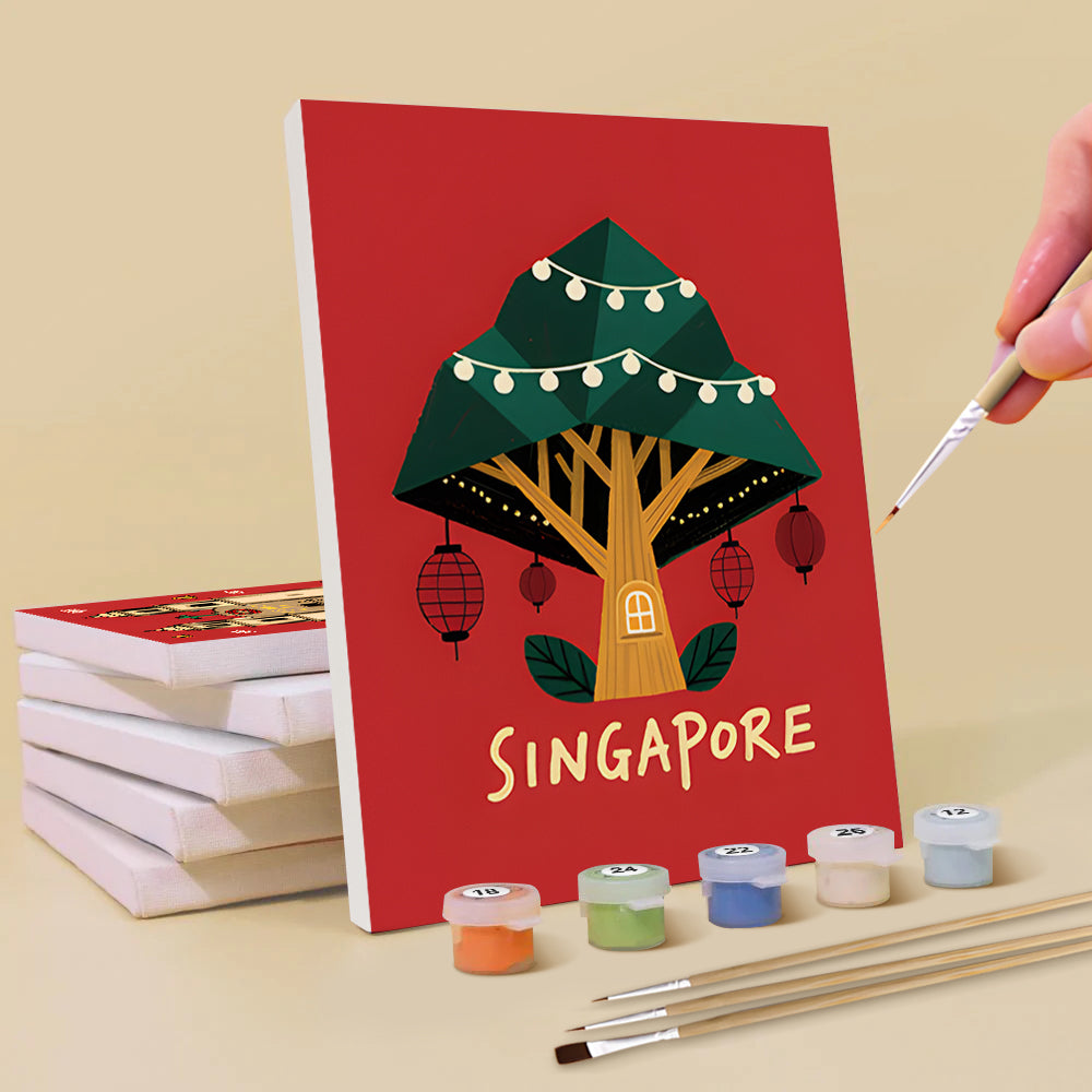 Landmarks around the World Celebrate Christmas 6 Pieces Mini Paint by Numbers