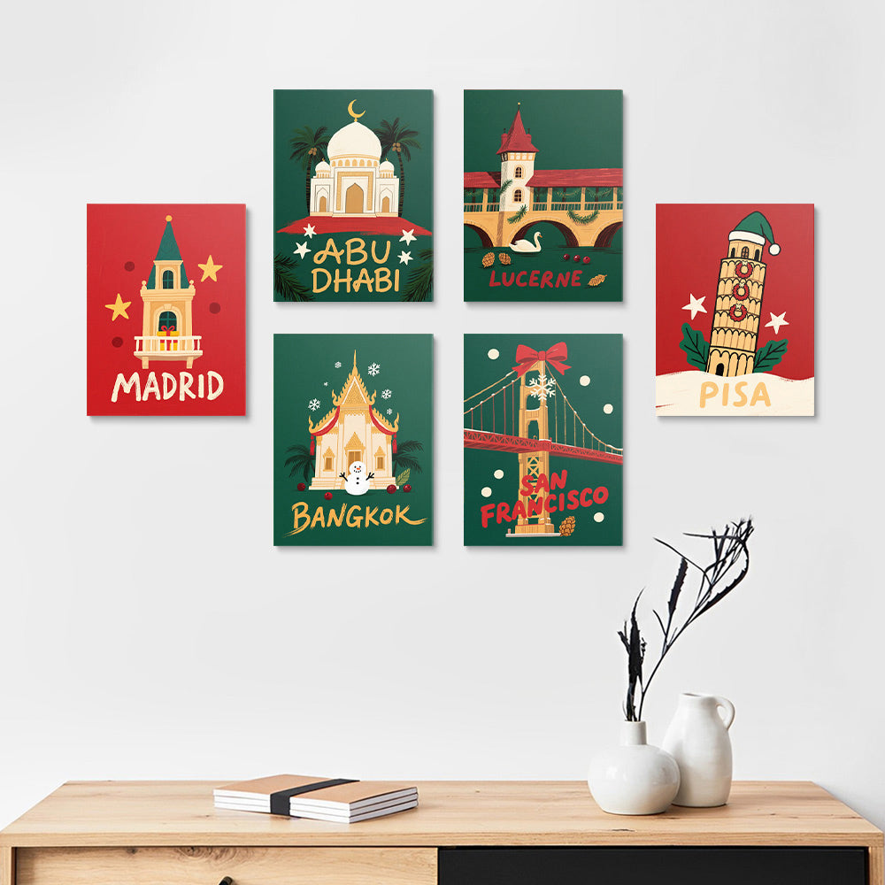 Landmarks Celebrate Christmas 6 Pieces Mini Paint by Numbers