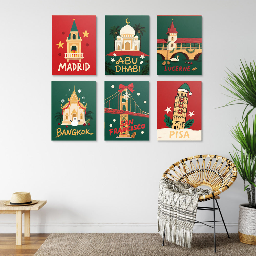 Landmarks Celebrate Christmas 6 Pieces Mini Paint by Numbers