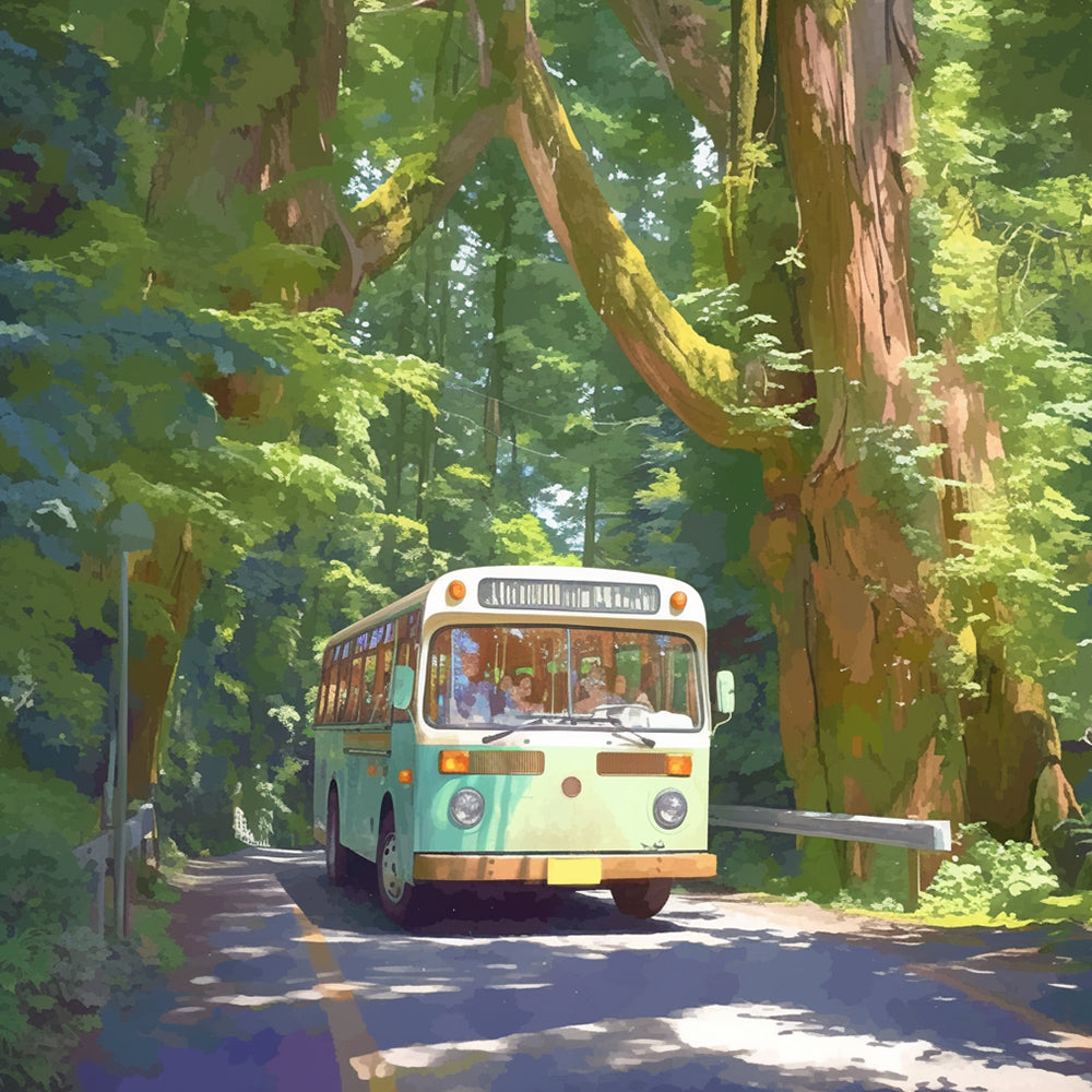 Landscape Green Bus Paint by Numbers