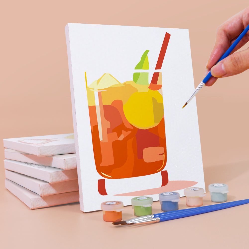 Lemon Cocktail with Ice 6 Pieces Mini Paint by Numbers
