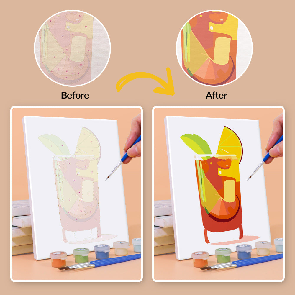 Lemon Cocktail with Ice 6 Pieces Mini Paint by Numbers