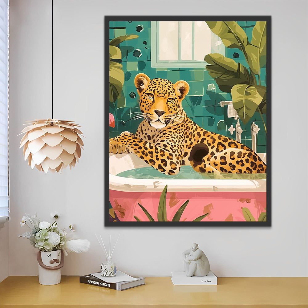 Leopard in the Bathtub Paint by Numbers