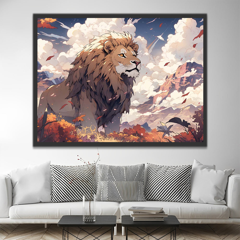 Lion Wind Clouds Paint by Numbers