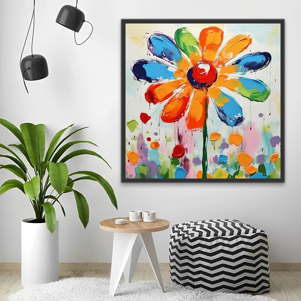 Little Flower in Oil Painting Style Paint by Numbers for Kids