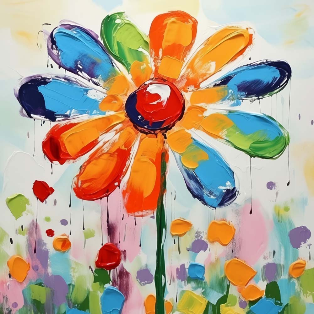 Little Flower in Oil Painting Style Paint by Numbers for Kids