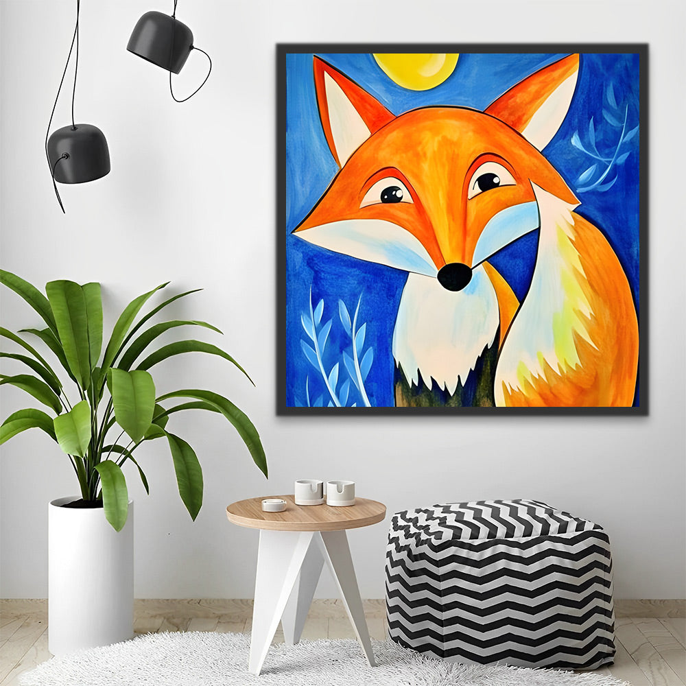 Little Fox in the Moonlight Paint by Numbers