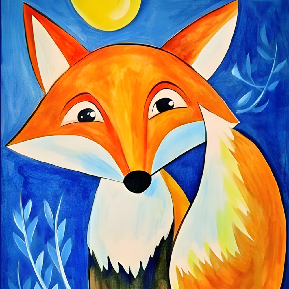 Little Fox in the Moonlight Paint by Numbers