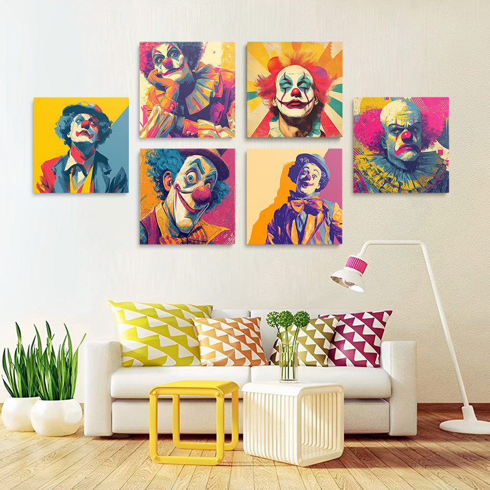 Lonely and Funny Clown 6 Pieces Mini Paint by Numbers