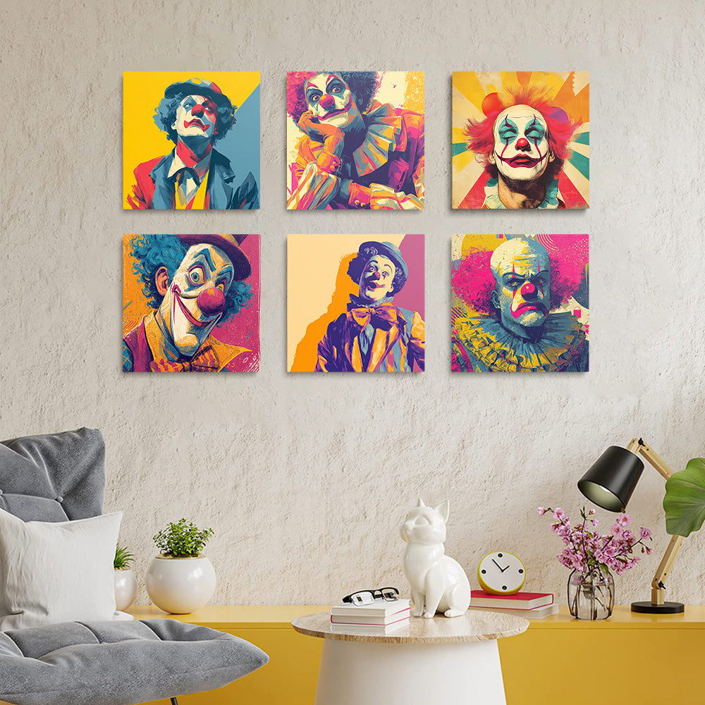 Lonely and Funny Clown 6 Pieces Mini Paint by Numbers