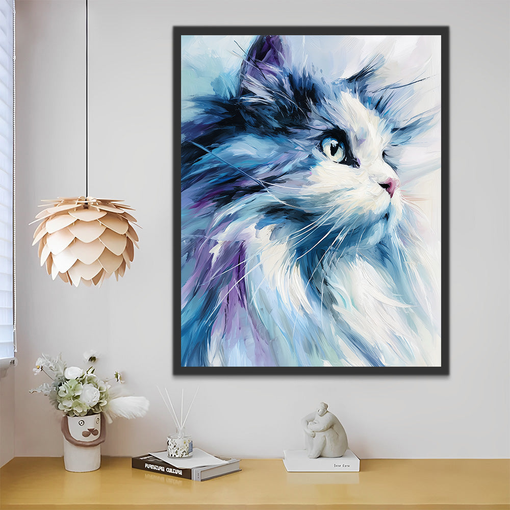 Long-Haired Cat Concentrating Paint by Numbers