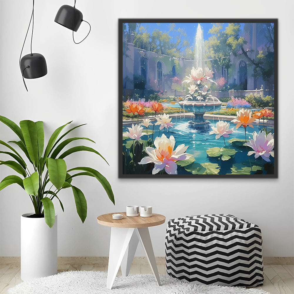 Lotus and Fountain Paint by Numbers