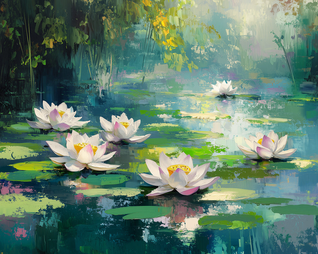 Lotus in Summer Pond Paint by Numbers