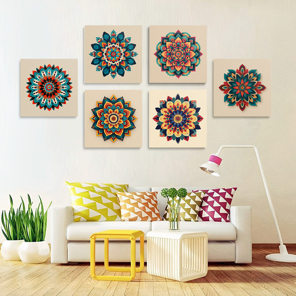 Lotus Mandala 6 Pieces Mini Paint by Numbers
