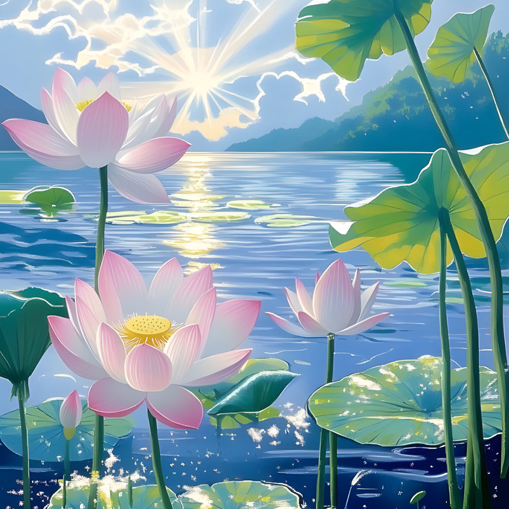 Lotus on a Sunny Day Paint by Numbers