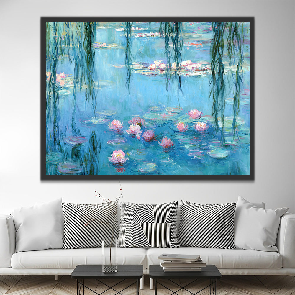 Lotus Pond under Weeping Willows Paint by Numbers