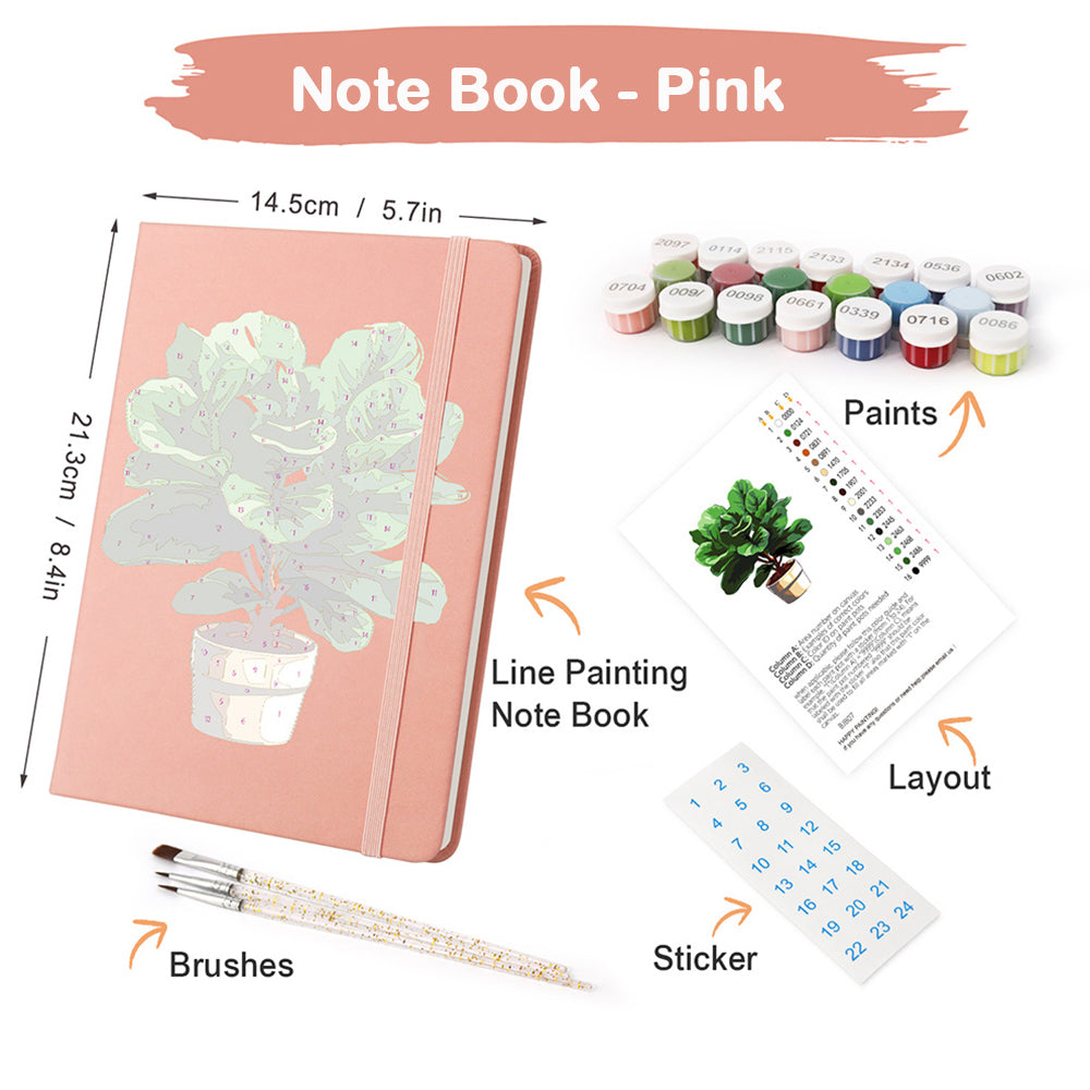 Lush Green Potted Plants Notebook Paint by Numbers
