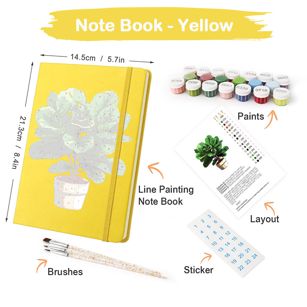Lush Green Potted Plants Notebook Paint by Numbers
