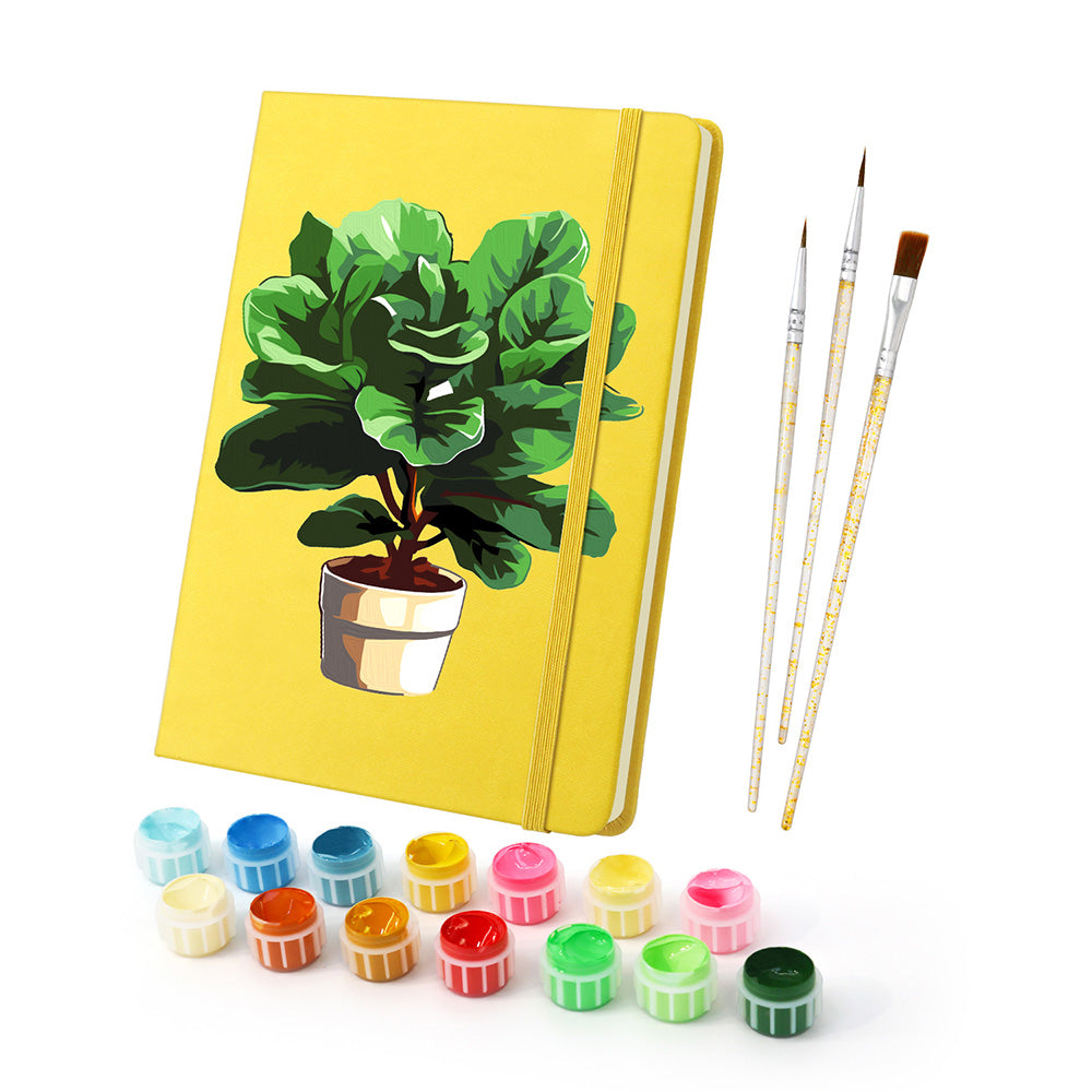 Lush Green Potted Plants Notebook Paint by Numbers