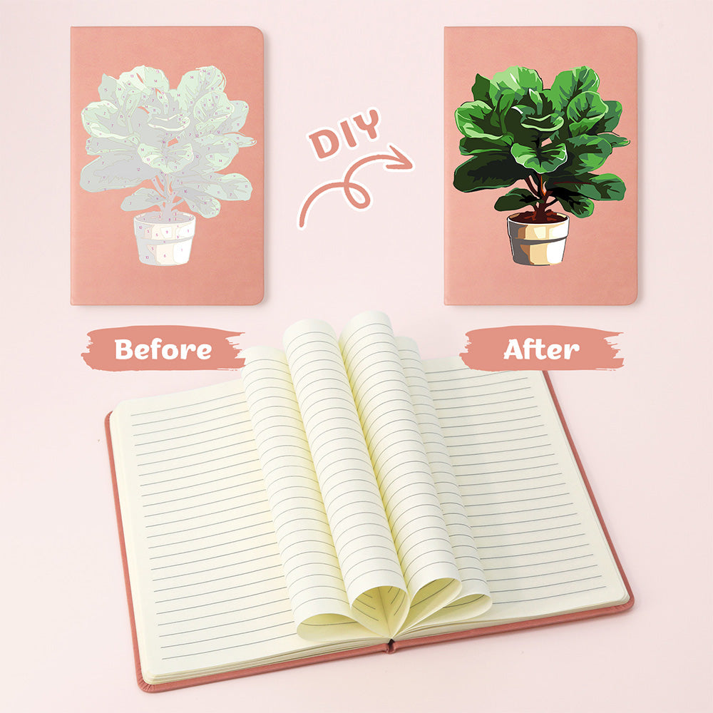Lush Green Potted Plants Notebook Paint by Numbers