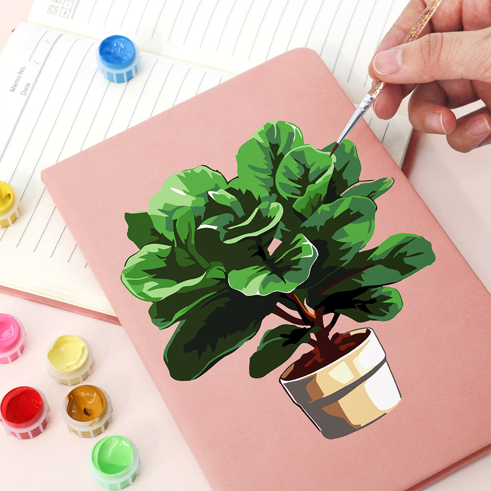 Lush Green Potted Plants Notebook Paint by Numbers