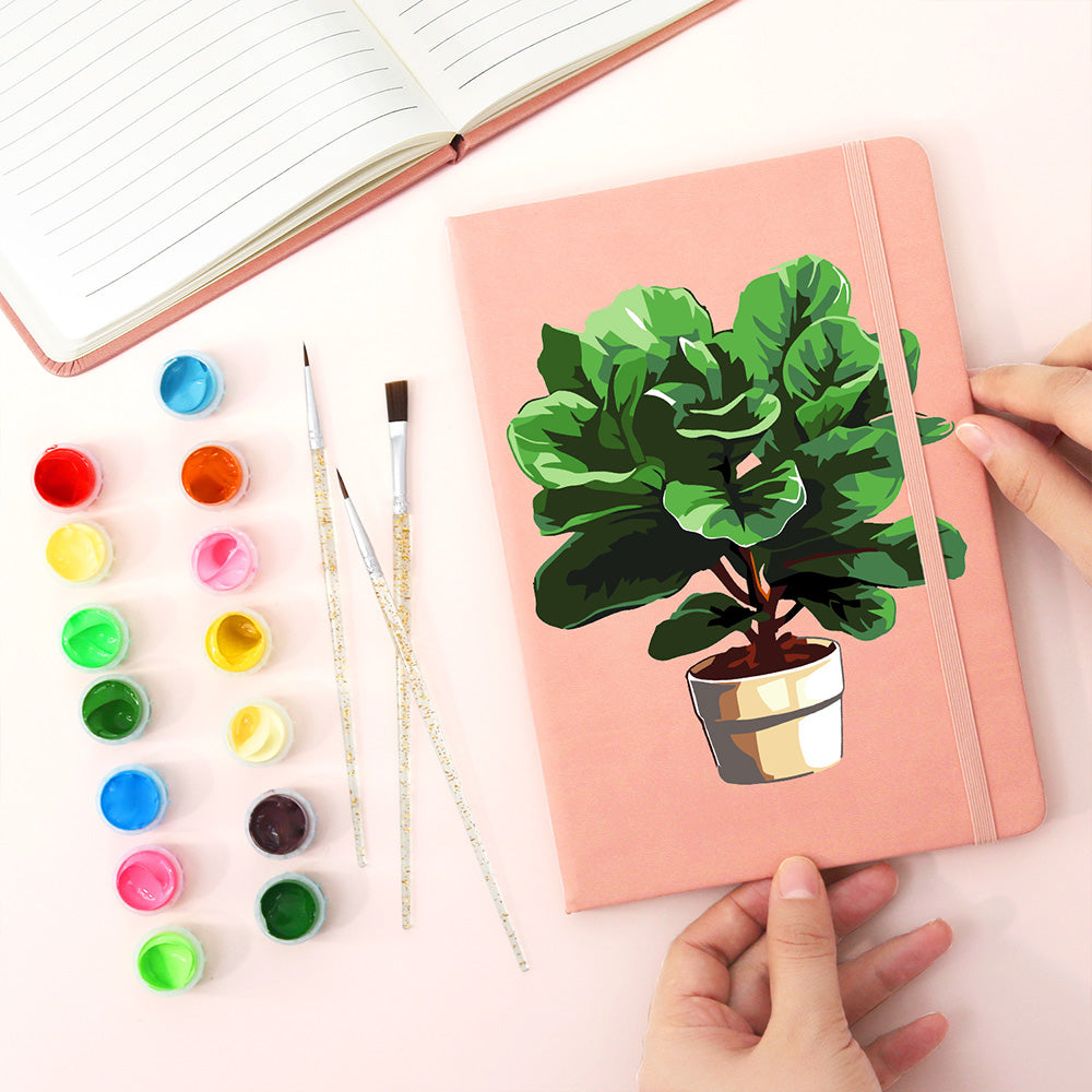 Lush Green Potted Plants Notebook Paint by Numbers