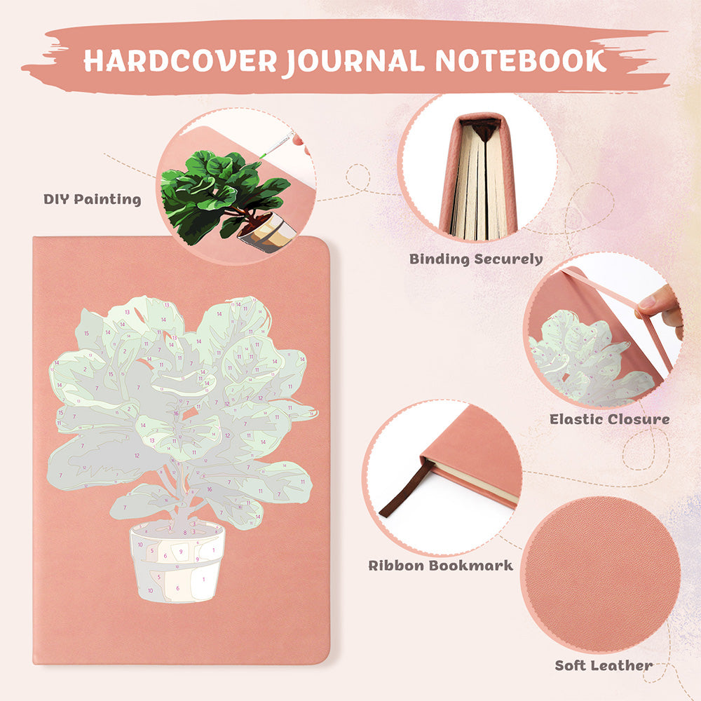 Lush Green Potted Plants Notebook Paint by Numbers