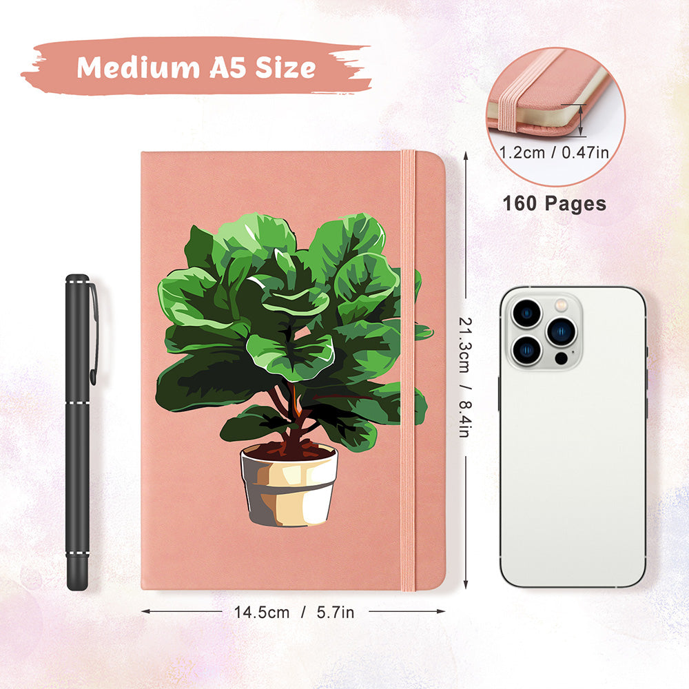 Lush Green Potted Plants Notebook Paint by Numbers