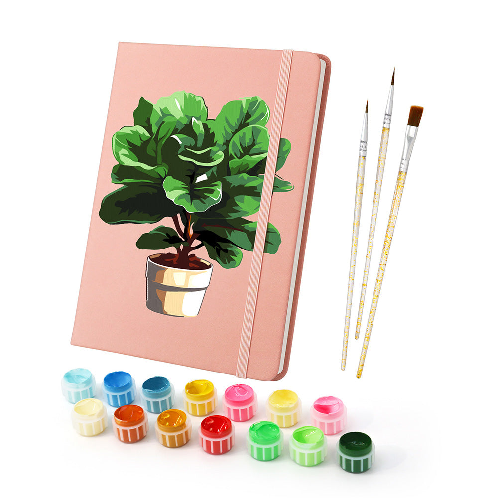 Lush Green Potted Plants Notebook Paint by Numbers