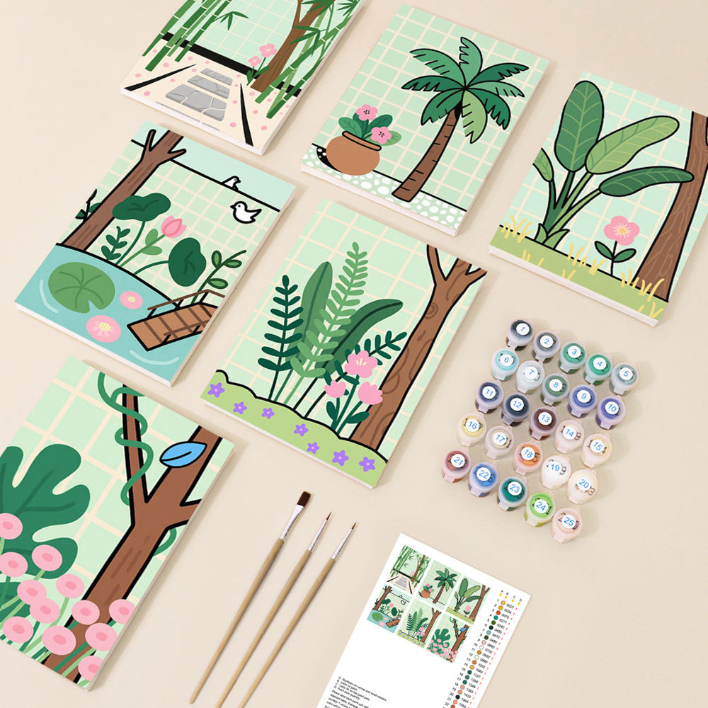 Lush Green Spring Scenery 6 Pieces Mini Paint by Numbers