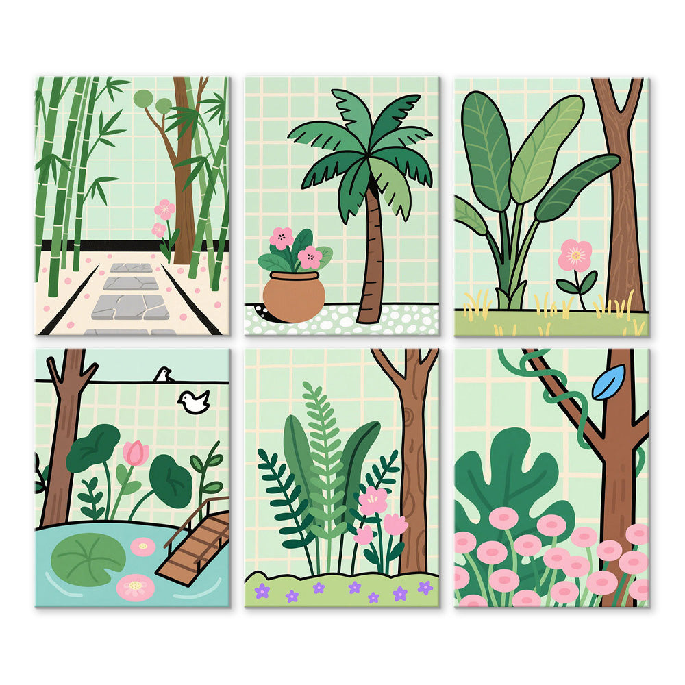 Lush Green Spring Scenery 6 Pieces Mini Paint by Numbers