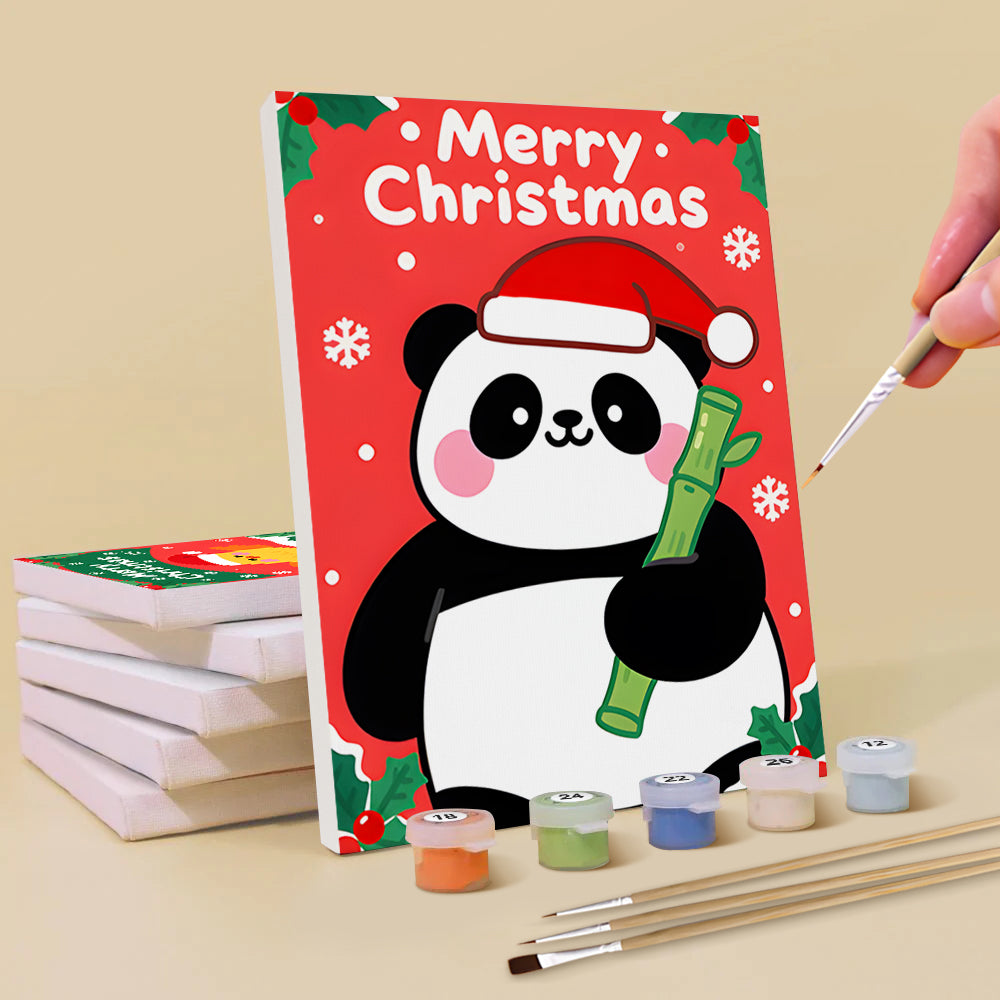 Merry Christmas to Cartoon Animals 6 Pieces Mini Paint by Numbers 