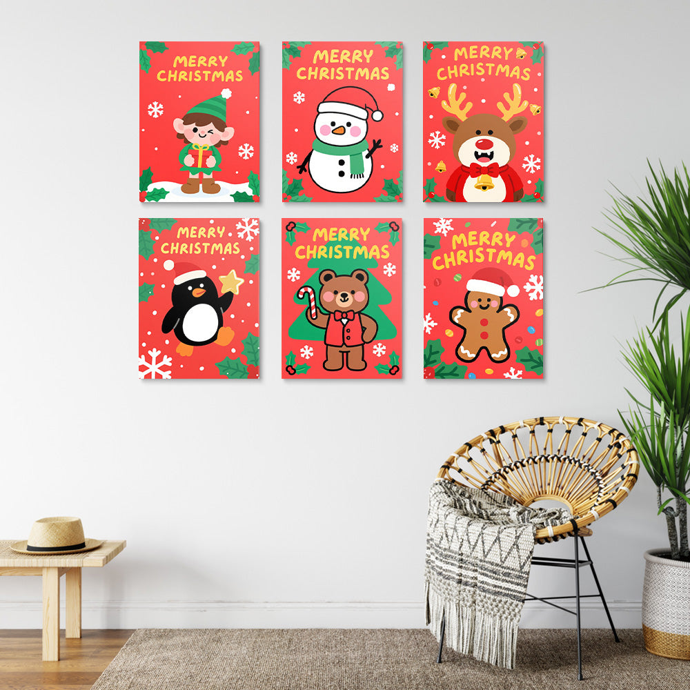 Merry Christmas to the Animals 6 Pieces Mini Paint by Numbers