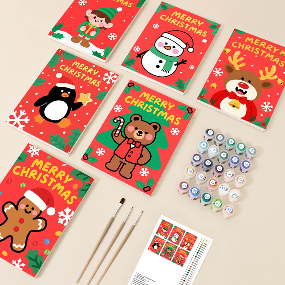 Merry Christmas to the Animals 6 Pieces Mini Paint by Numbers