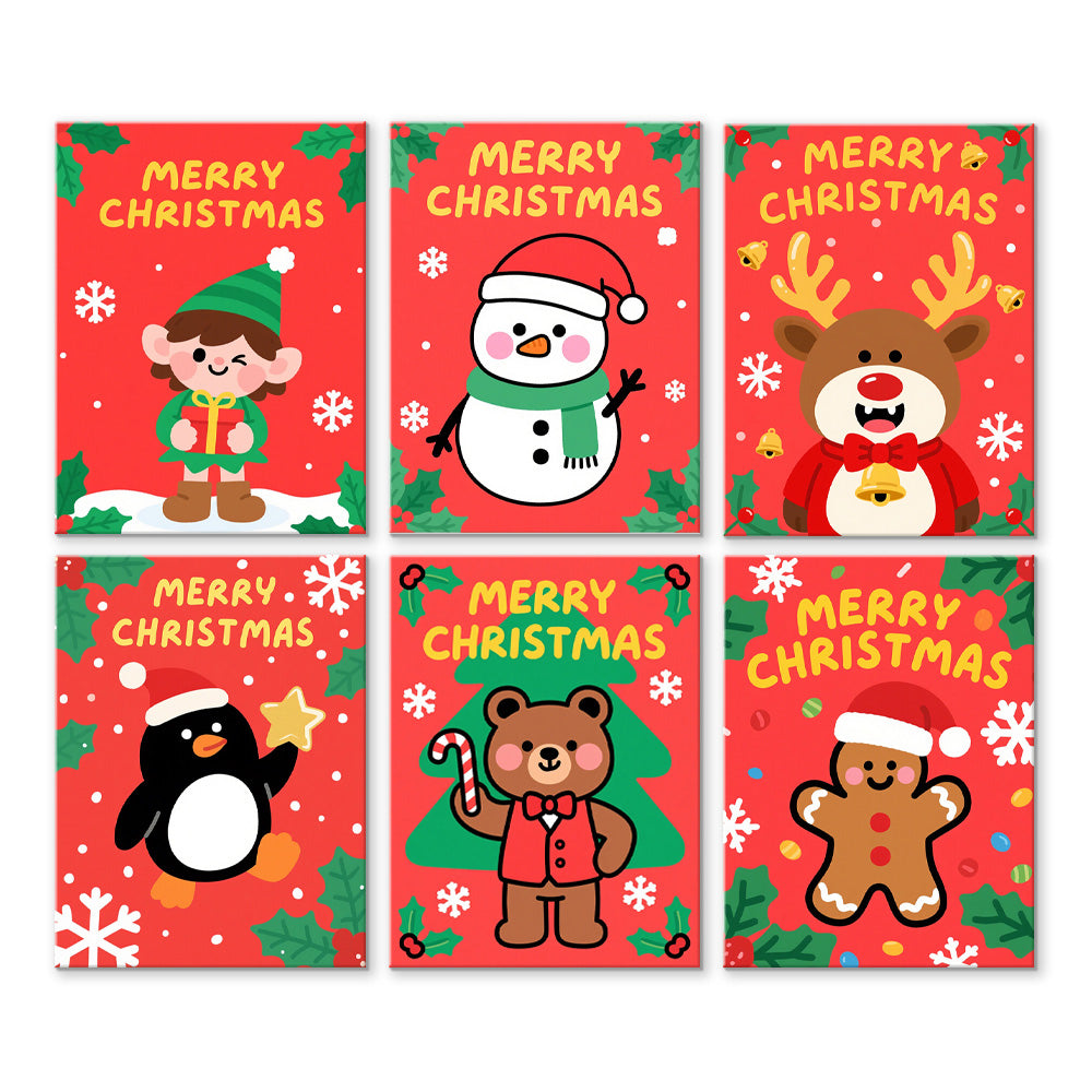 Merry Christmas to the Animals 6 Pieces Mini Paint by Numbers
