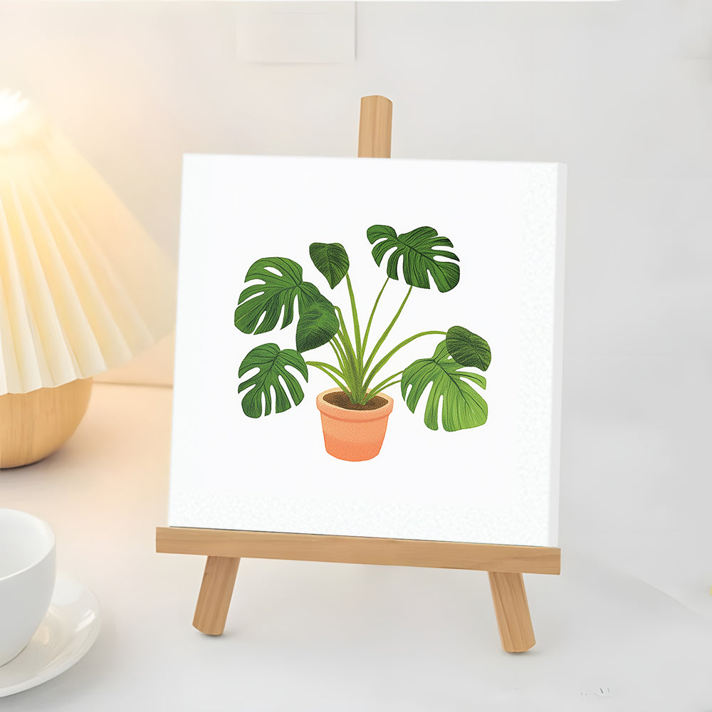 Monstera Leaf Potted Plant Mini Paint by Numbers