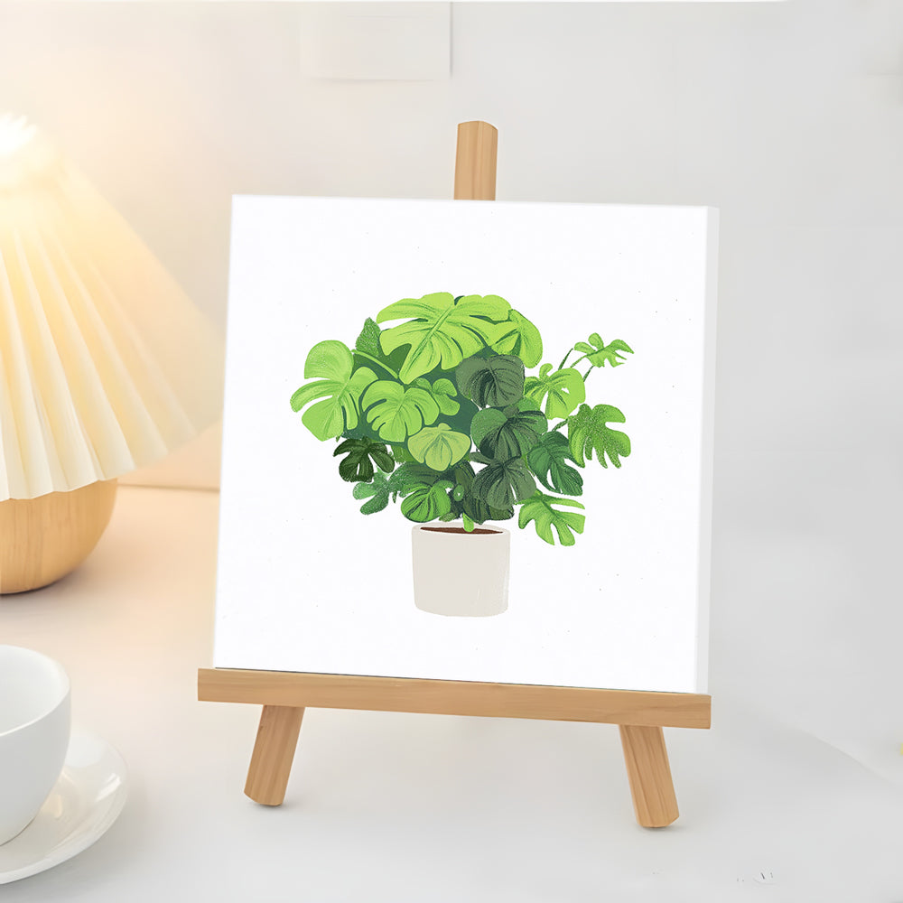 Monstera Leaf Potted Plant Mini Paint by Numbers