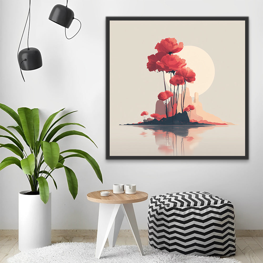 Moon and Red Poppies Paint by Numbers
