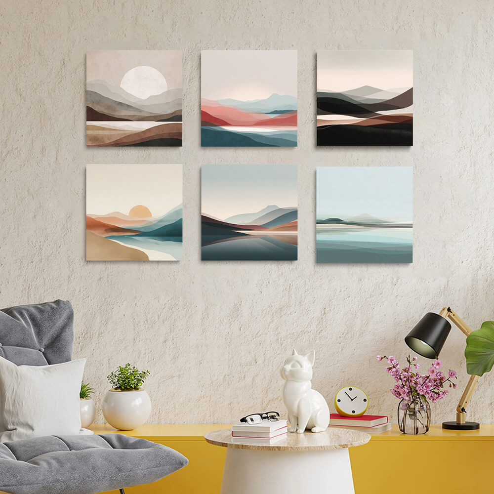 Mountains, Sea and Rising Sun 6 Pieces Mini Paint by Numbers 