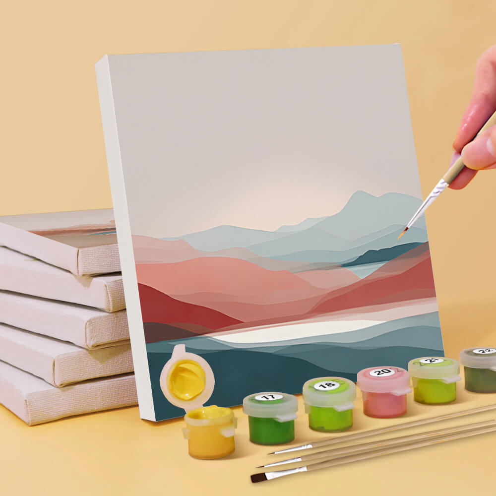 Mountains, Sea and Rising Sun 6 Pieces Mini Paint by Numbers 