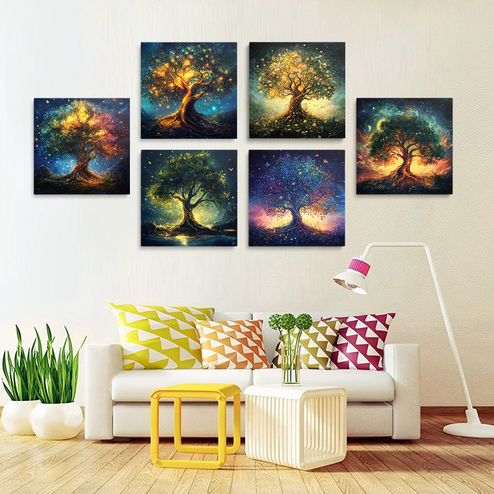 Mysterious Glowing Tree 6 Pieces Mini Paint by Numbers