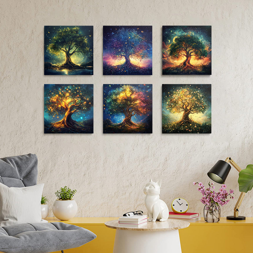 Mysterious Glowing Tree 6 Pieces Mini Paint by Numbers