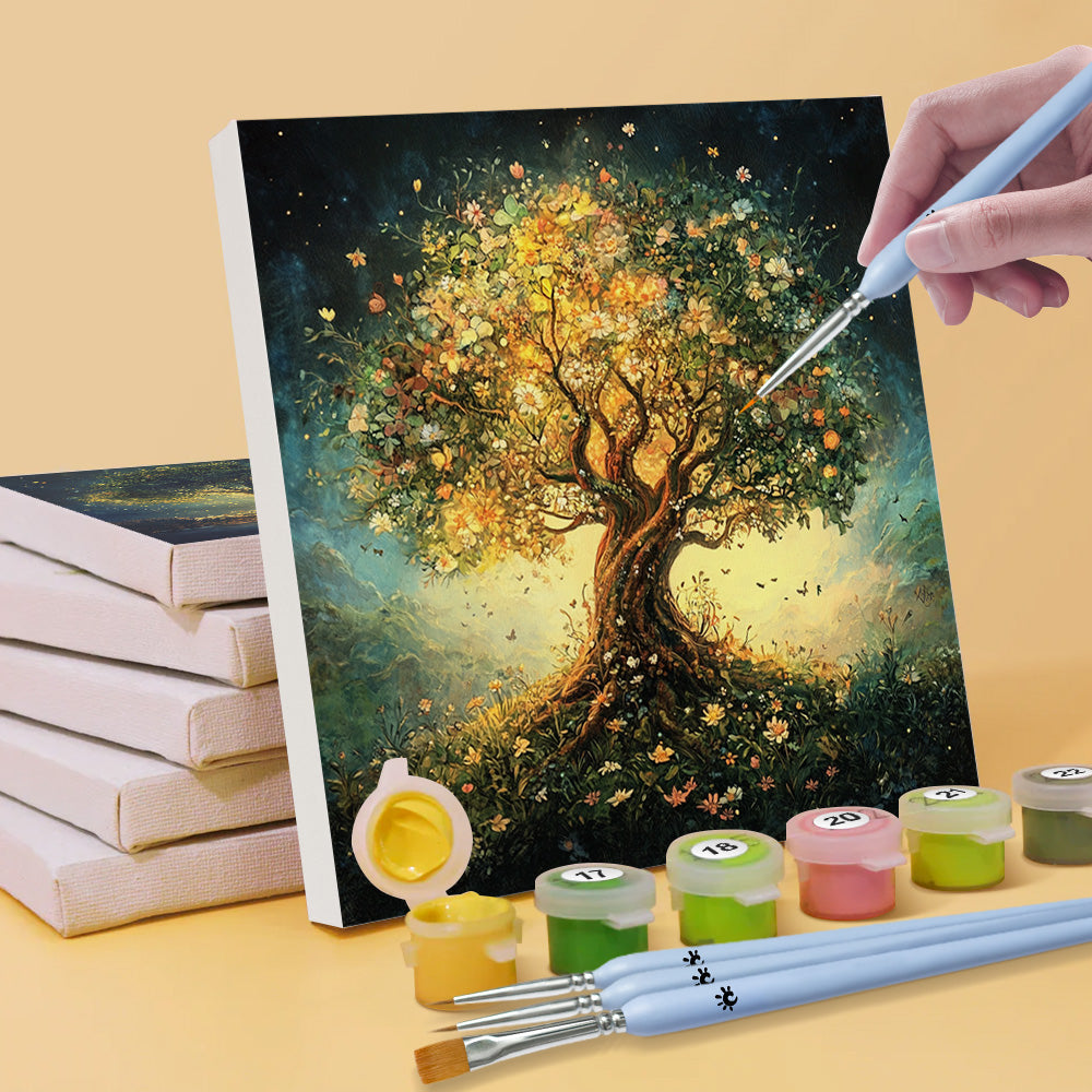 Mysterious Glowing Tree 6 Pieces Mini Paint by Numbers