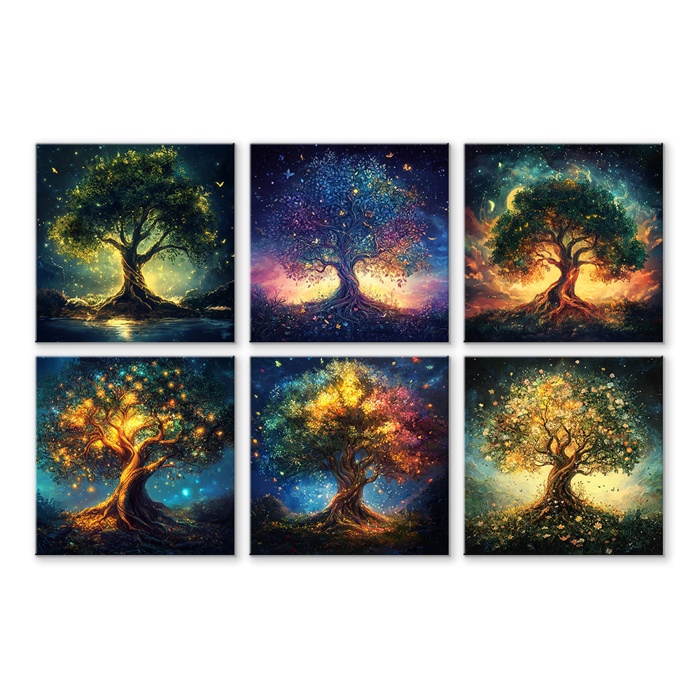 Mysterious Glowing Tree 6 Pieces Mini Paint by Numbers