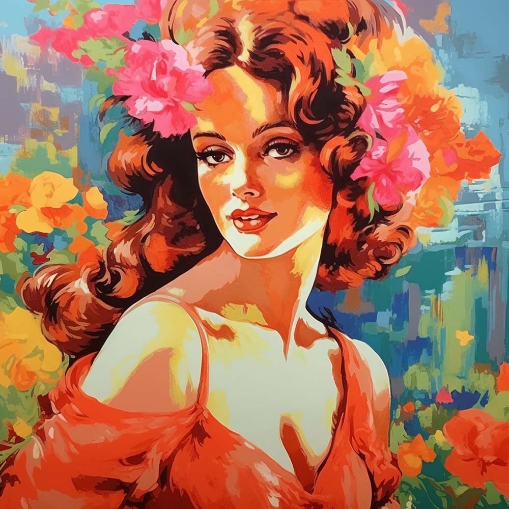 Oil Painting Woman with Flowers Paint by Numbers