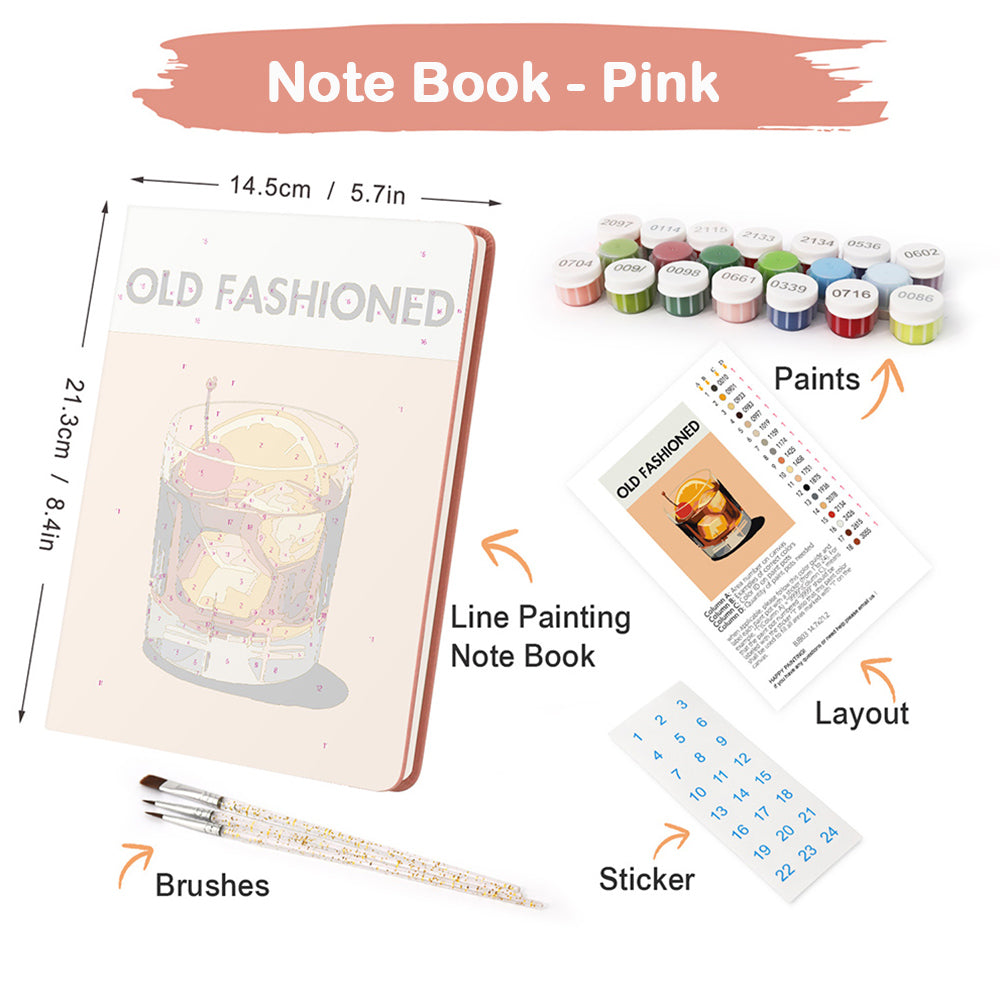 Old Fashioned Drinks Notebook Paint by Numbers